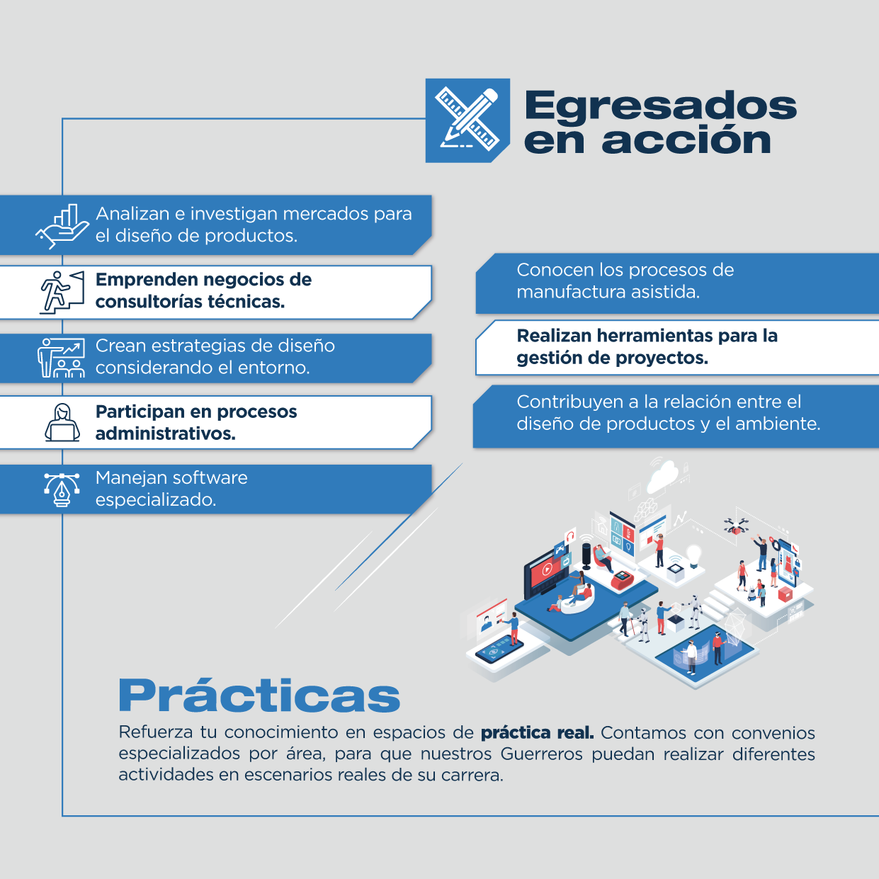 La licenciatura en Diseño Industrial y de Producto cuenta con un plan de estudios atractivo, el cual te brindará una excelente formación.